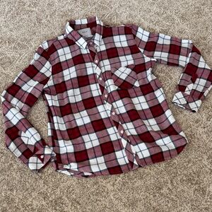 Rails red and white plaid flannel shirt.